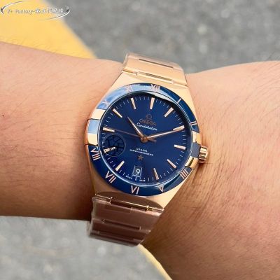 V Factory Omega Constellation 41mm 8900/8901 Movement Rose  Gold Strap Blue Dial Watch with Date Window